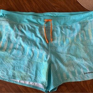 Patagonia Women's Athletic Shorts - Aqua and Orange